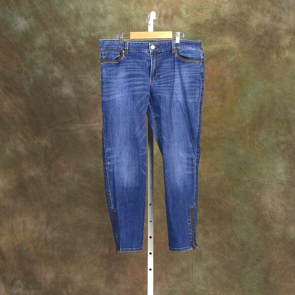White House Black Market Skimmer Jean Ankle Zip Size 14 - Picture 1 of 4